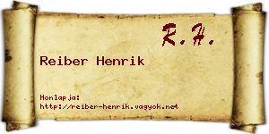 Reiber Henrik névjegykártya